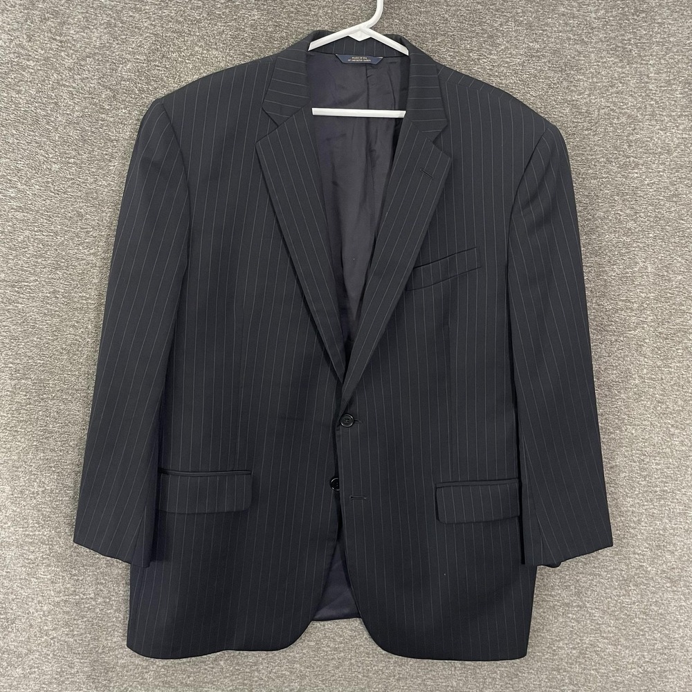 Brooks Brothers Suit Jacket Mens 45R Blue Pinstripe Wool Madison 1818 Estrato